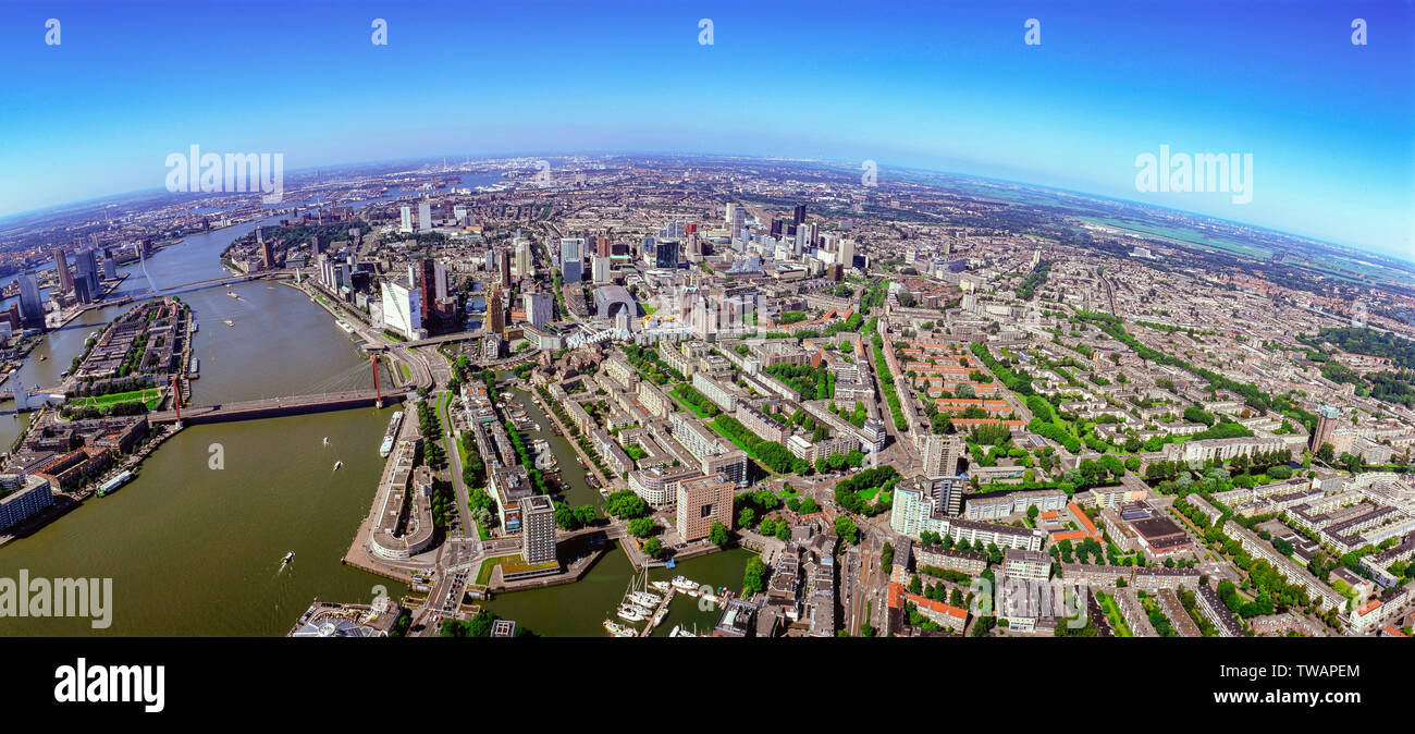 Panorama Aerial of Rotterdam, the Netherlands Stock Photo