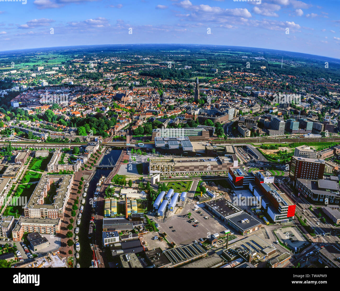 Aerial of Eemplein Amersfoort, the Netherlands Stock Photo