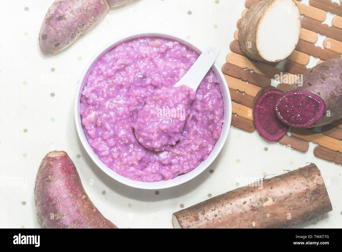 Purple potato yam porridge Stock Photo Alamy