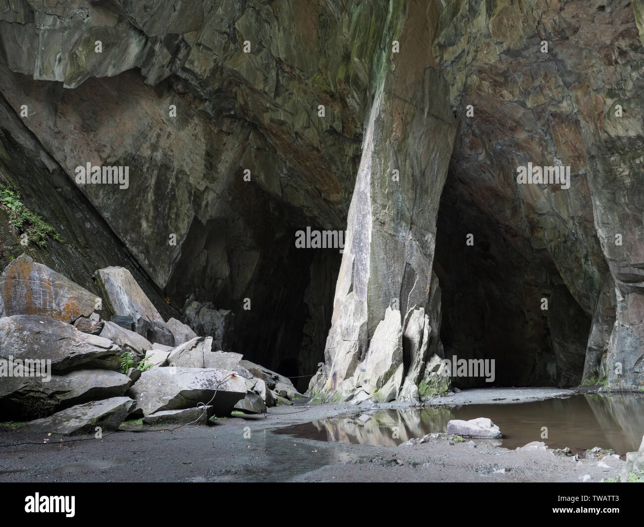 Inside Cathedral Cavern near Little Langdale in the English Lake District Stock Photo