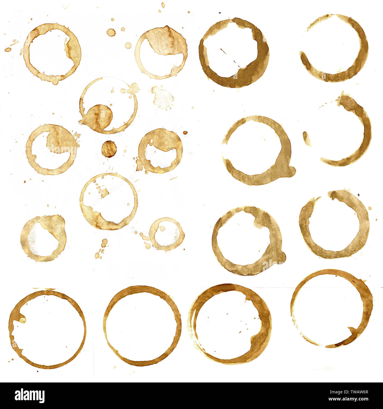 Coffee stain set collection isolated on white background Stock Photo