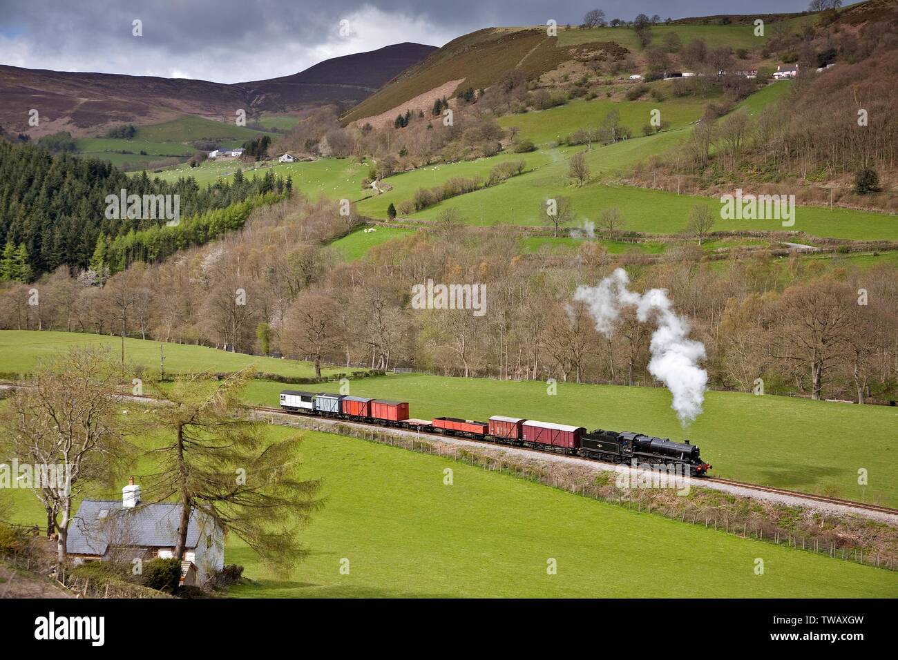 transport / transportation, railway, steam engine, Stanier Mogul No. 42968 near Ga. Stock Photo