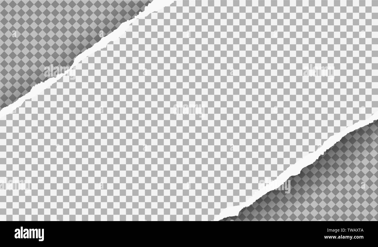 Piece of torn squared paper strip with soft shadow is on grey squared ...