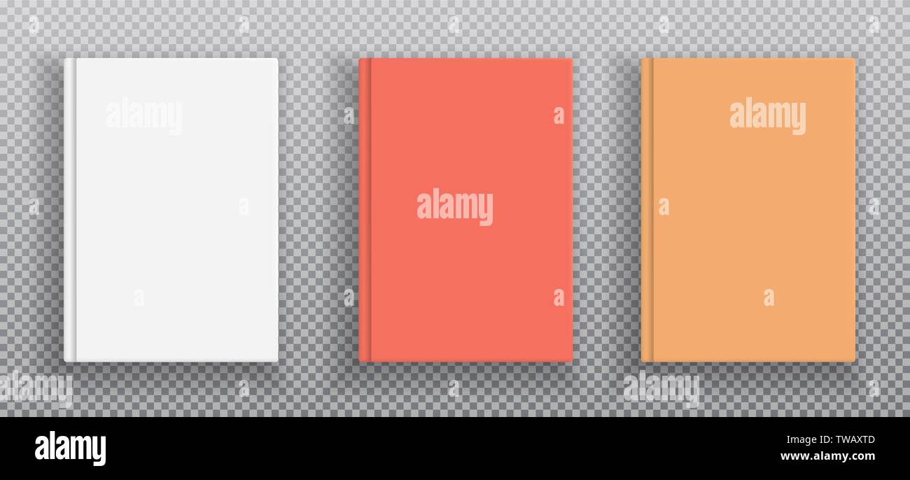 Blank white and colorful book covers template are placed on squared ...