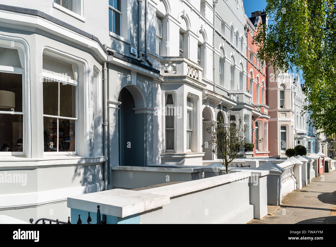 Colourful English Victorian Houses in Notting Hill, a district in West