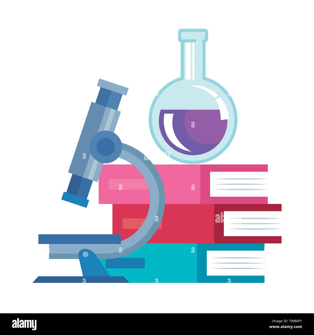 pile textbooks with tube test and microscope Stock Vector Image & Art ...