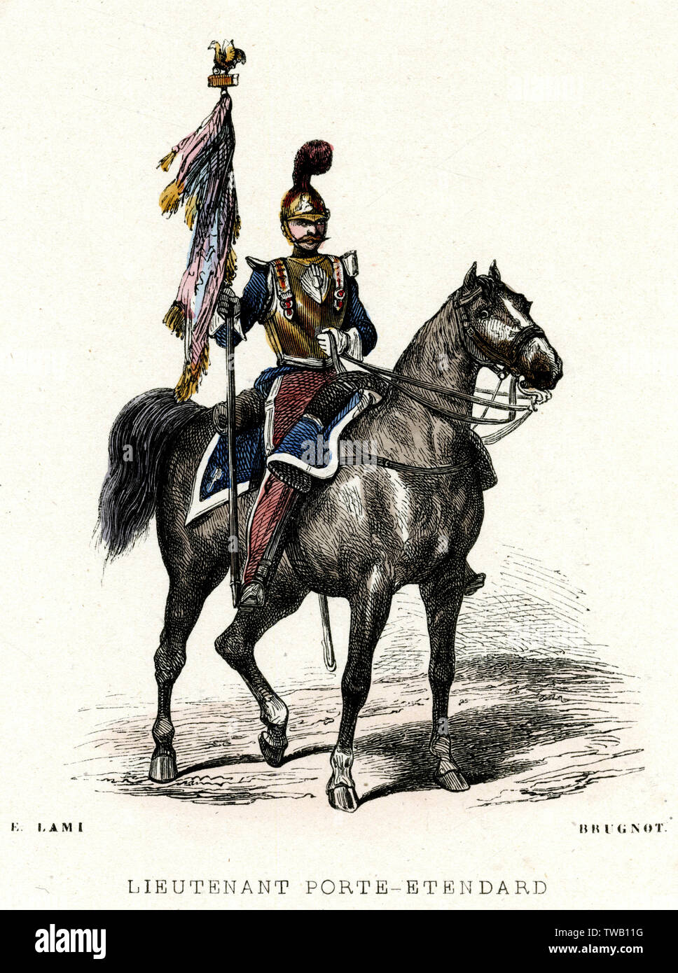 French Cavalry Soldier Standard Bearer Stock Photo