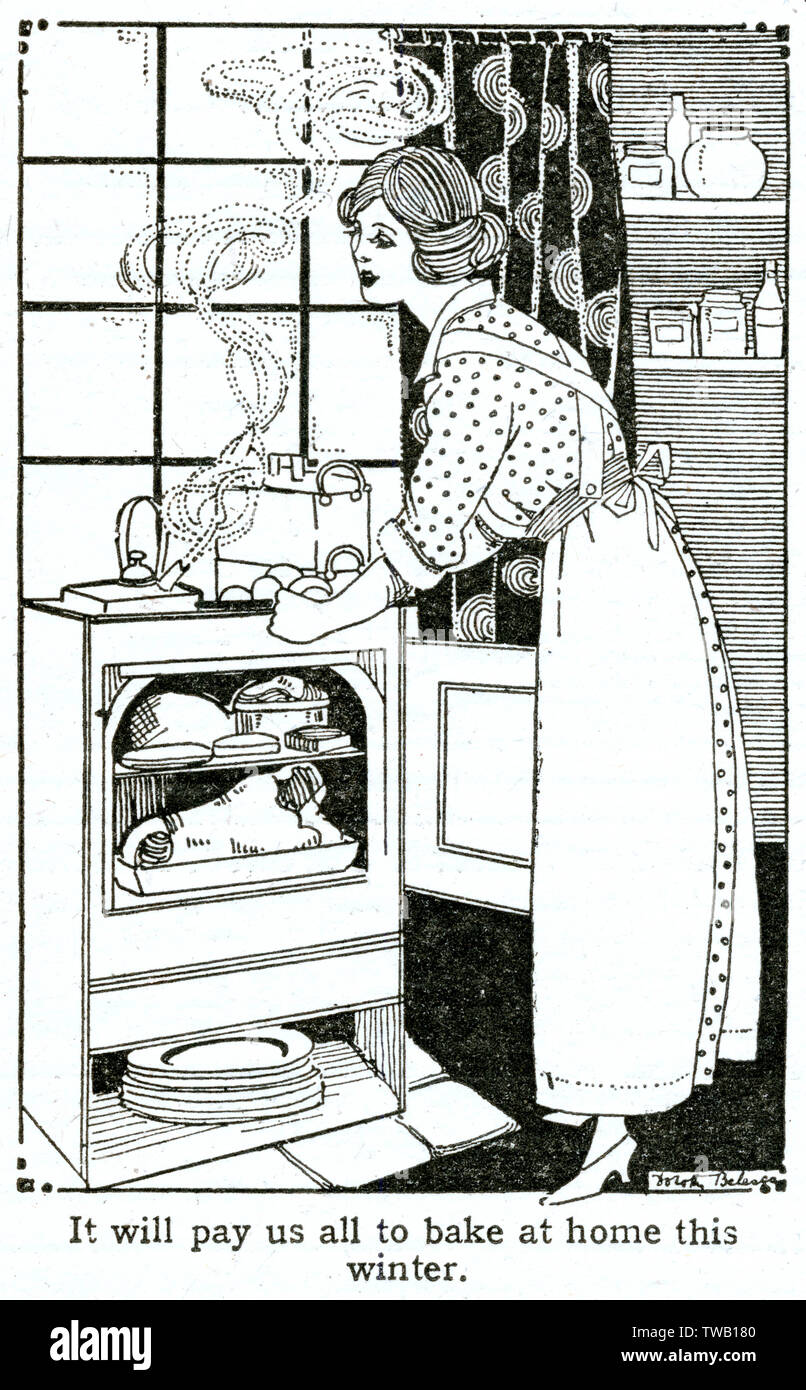 After World War One, the housewife does her own cooking with a smart modern  stove Date: 1919 Stock Photo - Alamy