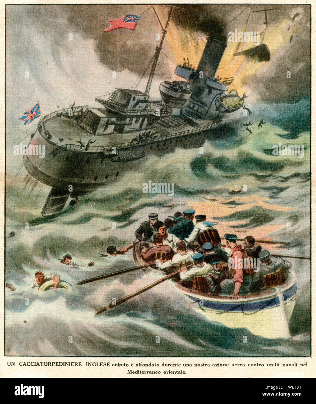 BRITISH DESTROYER SUNK Stock Photo