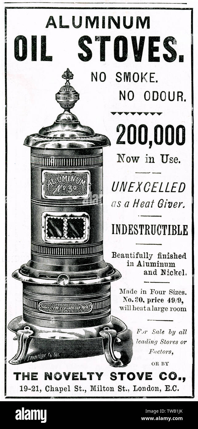 Advert for Novelty Stoves Co. 1899 Stock Photo