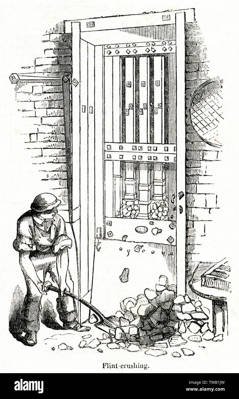 Flint grinding, Staffordshire Potteries 1843 Stock Photo