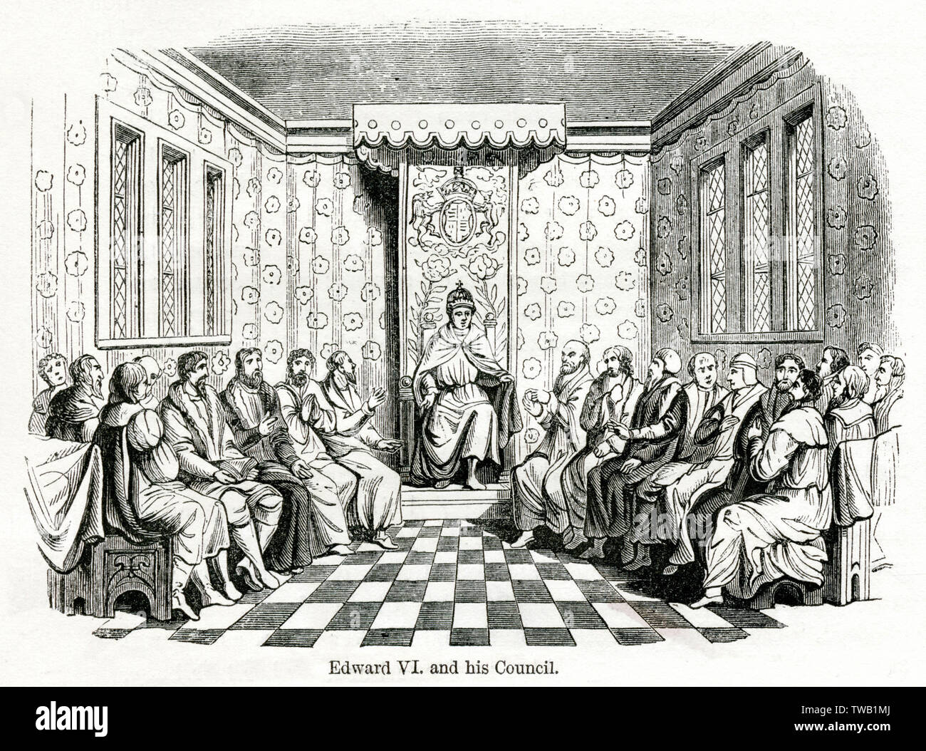 Edward VI and his council 1551 Stock Photo