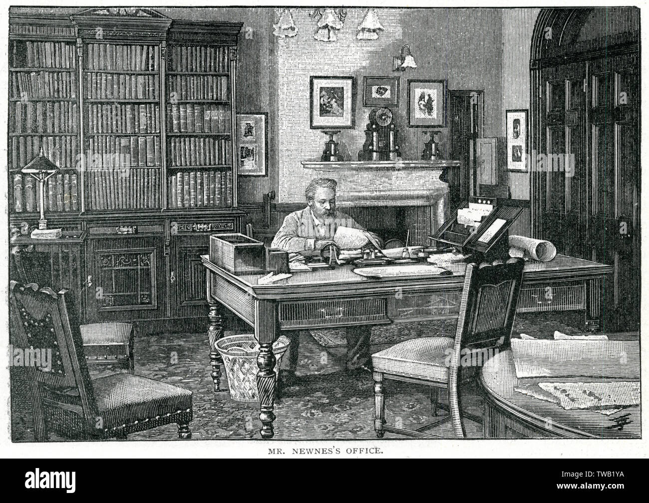 Sir George Newnes - English Publisher - in his office Stock Photo