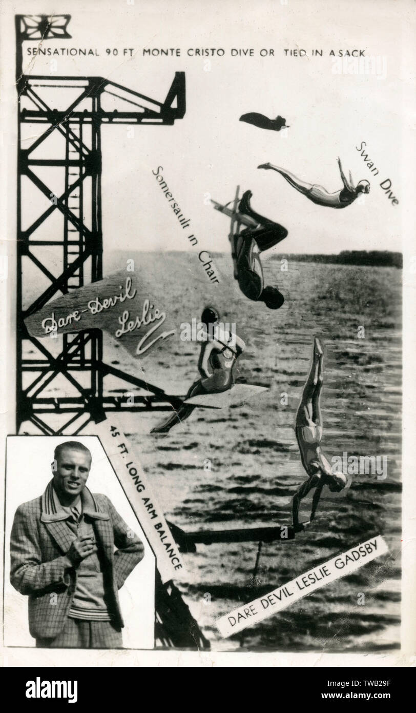 Daredevil Diver Leslie Gadsby, Shanklin Pier, Isle of Wight Stock Photo
