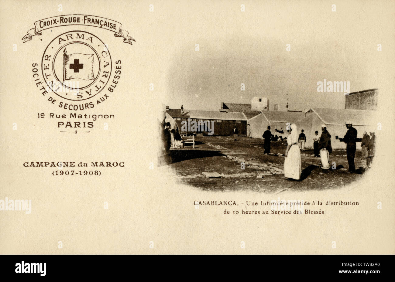 French Campaign in Morocco - Red Cross - Casablanca Hospital Stock Photo