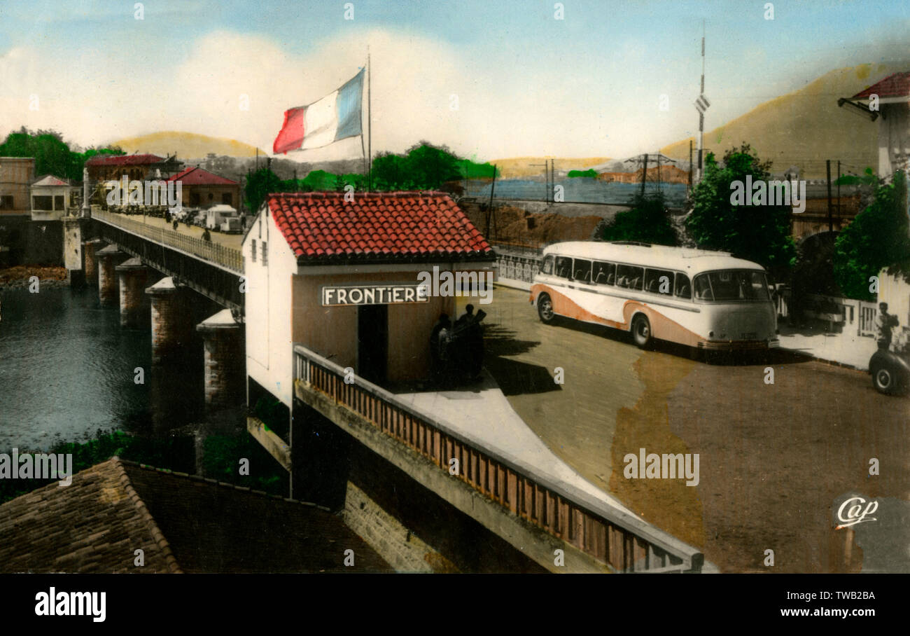 The Border between France and Spain at Hendaye Stock Photo