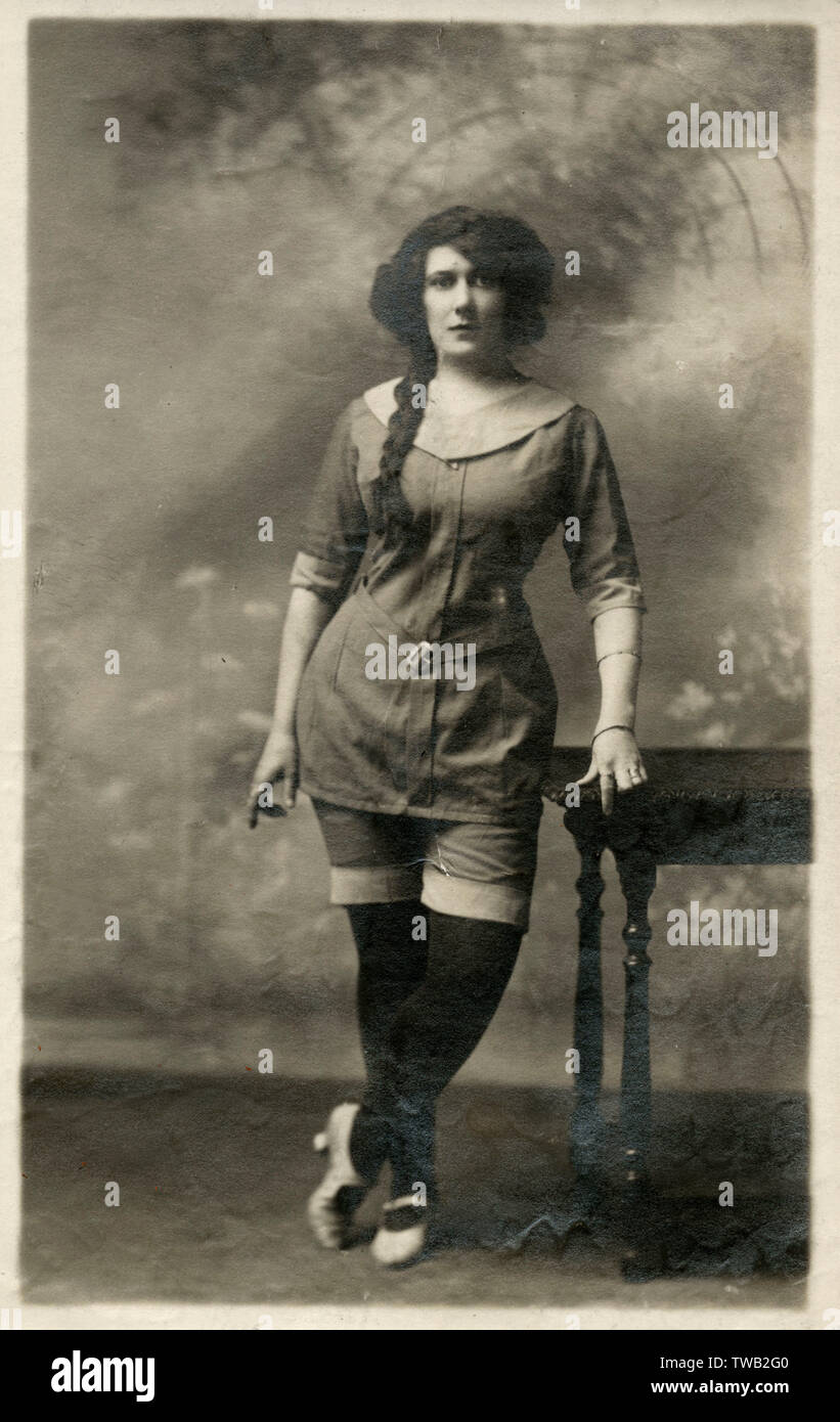 Slightly Louche Girl in a Studio portrait pose Stock Photo