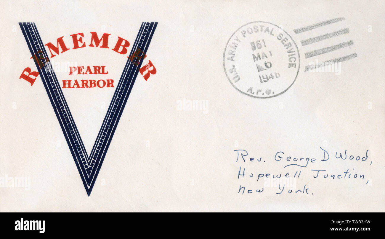 WW2 - Remember Pearl Harbour - Patriotic envelope Stock Photo