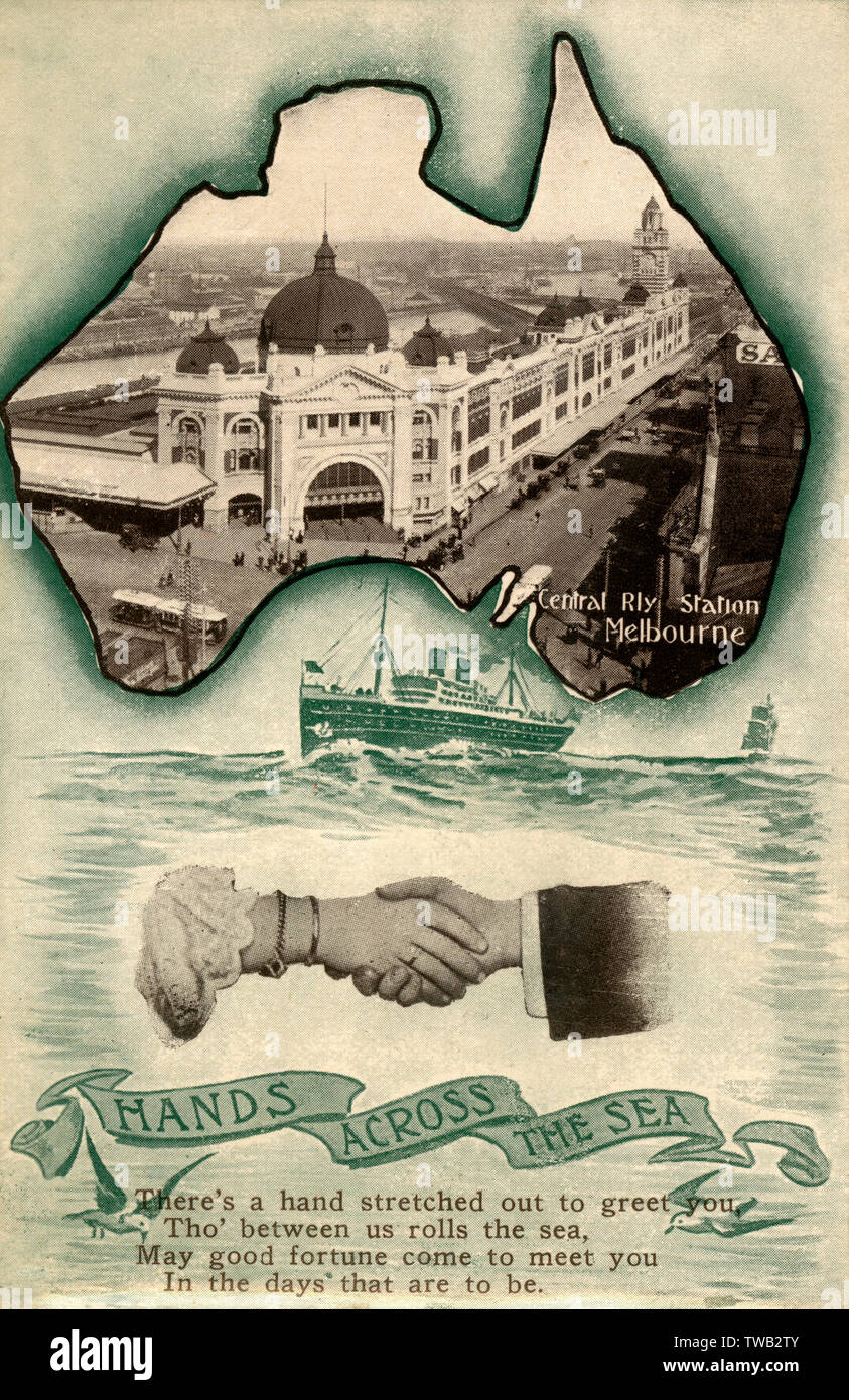 Australia - extending hands across the sea Stock Photo - Alamy