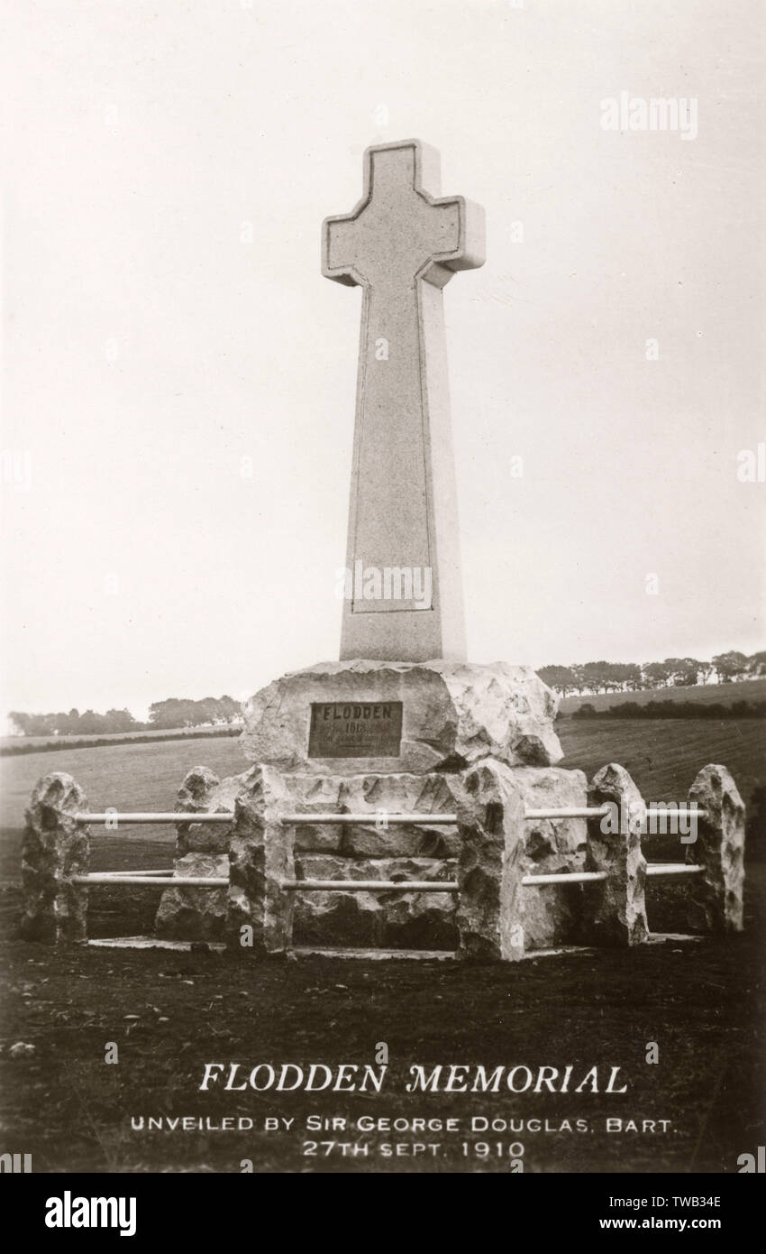 The 'Kings Stone' Battle of Flodden memorial, Northumberland, England, marking the spot where