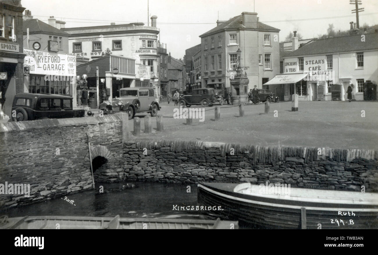 Kingsbridge, Devon Ryeford Garage and Anchor Hotel opposite Stear's