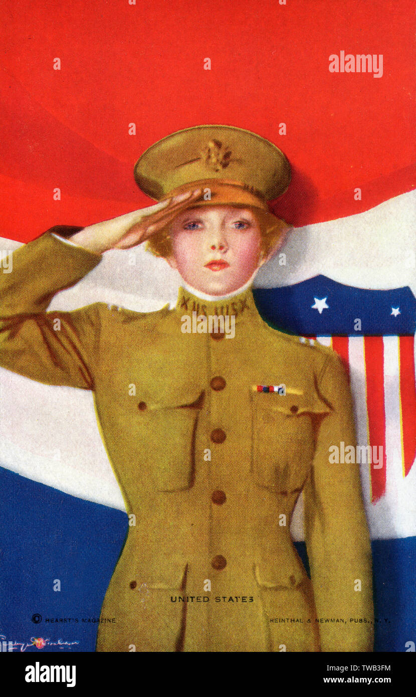 WW1 - Female US Soldier saluting Stock Photo