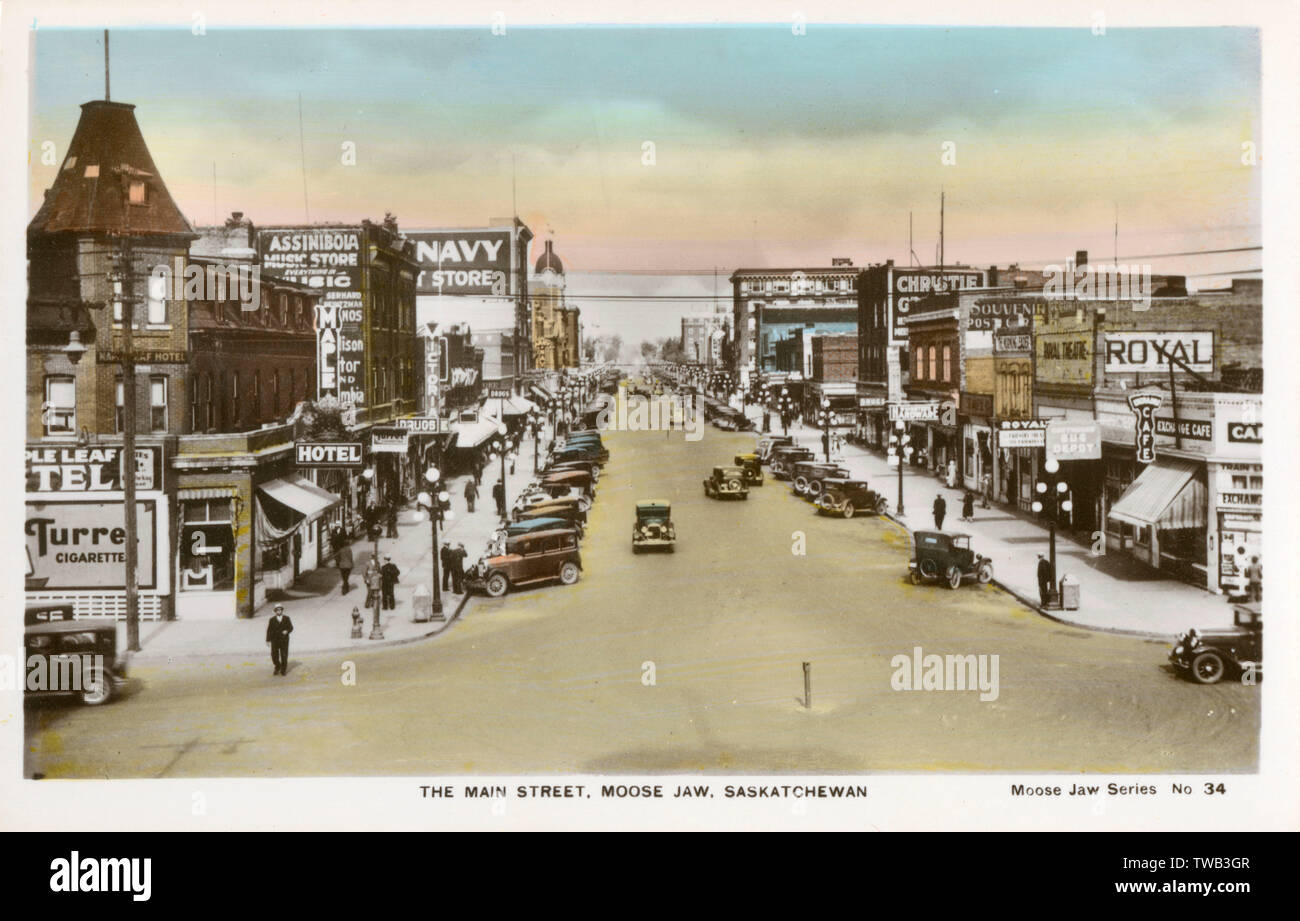 The Main Street, Moose Jaw, Saskatchewan, Canada Date circa 1920s