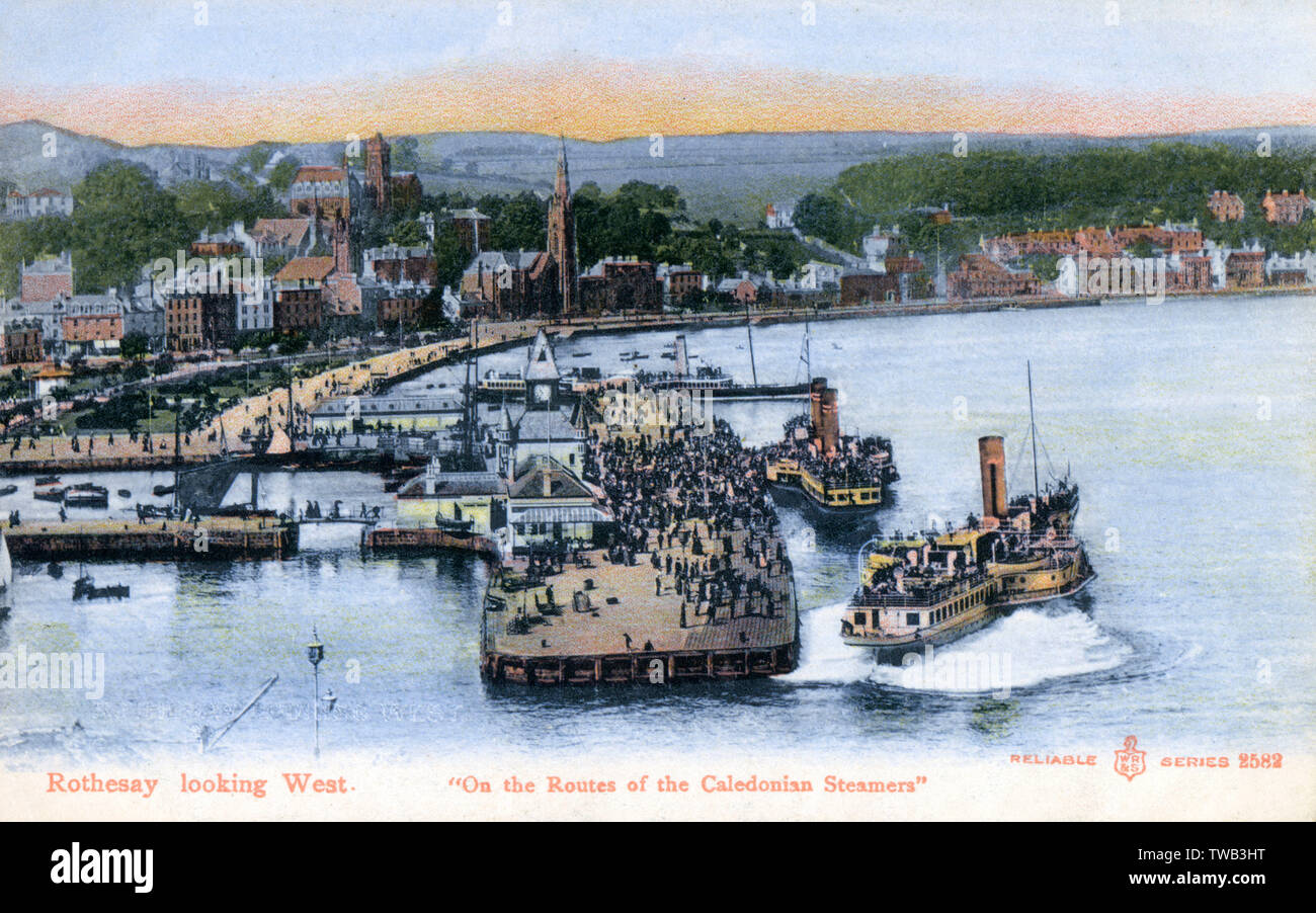 Rothesay looking west - With loch steamers - Scotland Stock Photo