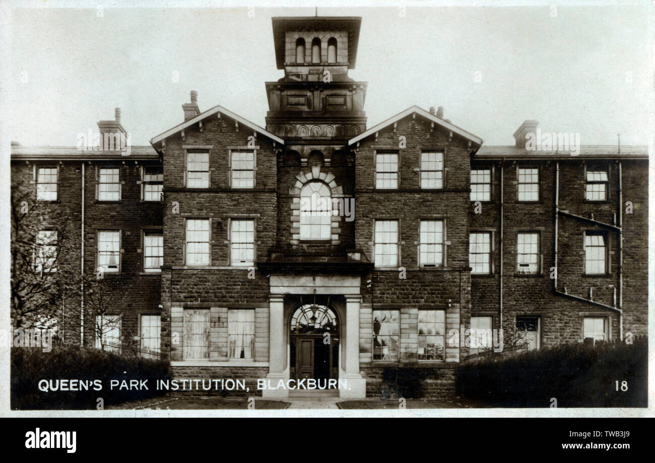 Queen's Park Institution - Psychiatric Hospital - Blackburn, Lancashire. Queen's Park Hospital was formerly the Blackburn Union Workhouse.     Date: 1931 Stock Photo