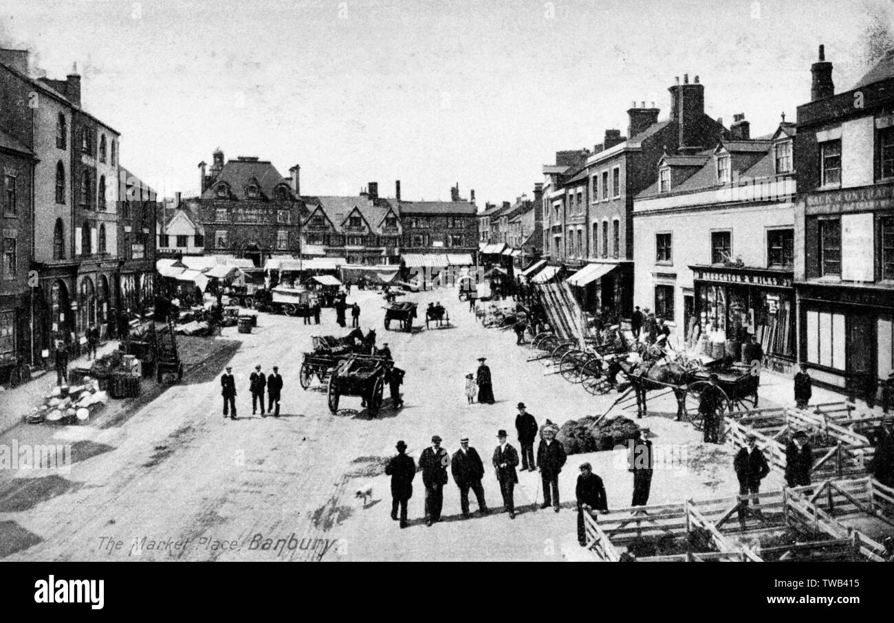 Aerial view, Market Place, Banbury, Oxfordshire Stock Photo