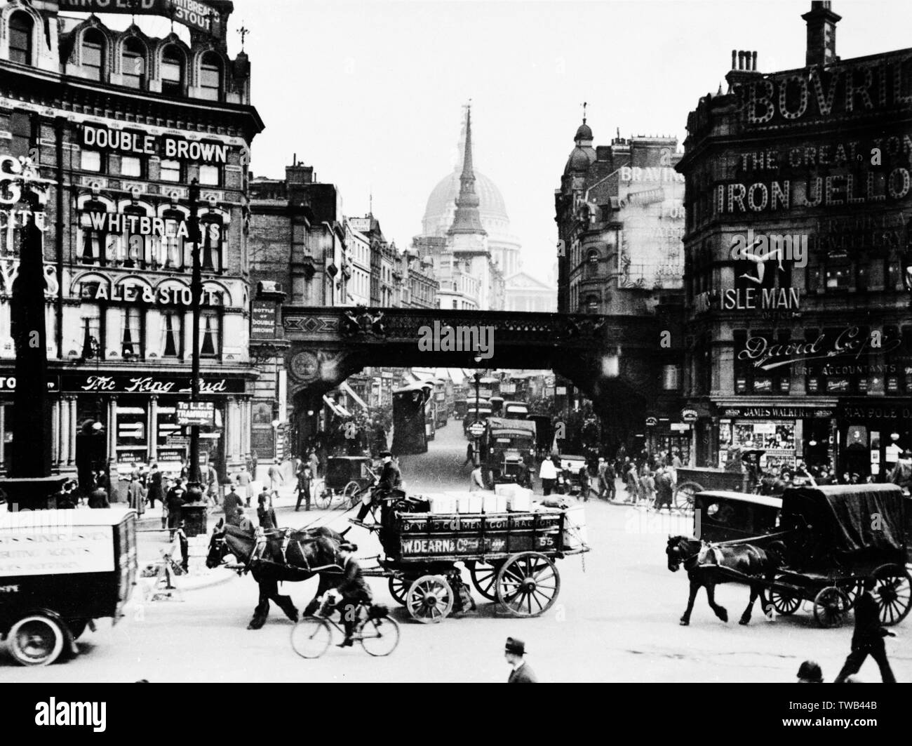 Ludgate Circus and St Paul's Cathedral, City of London Stock Photo