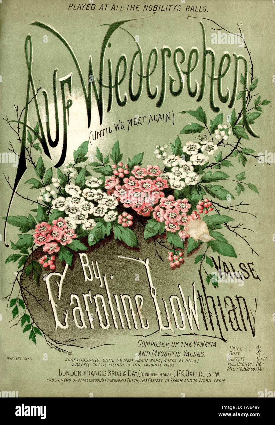 Music cover, Auf Wiedersehen, by Caroline Lowthian Stock Photo