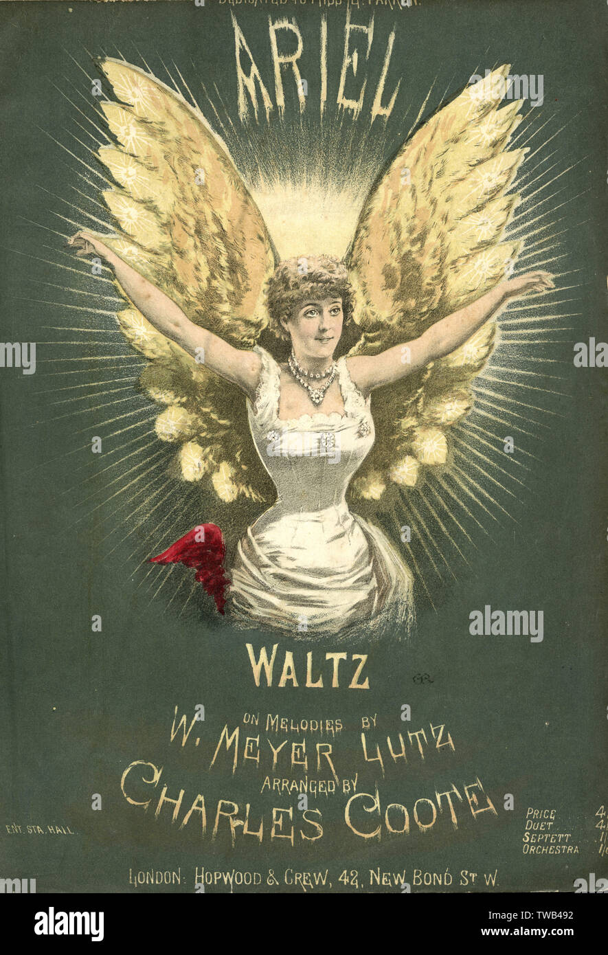 Music cover, Ariel Waltz, melodies by W Meyer Lutz Stock Photo