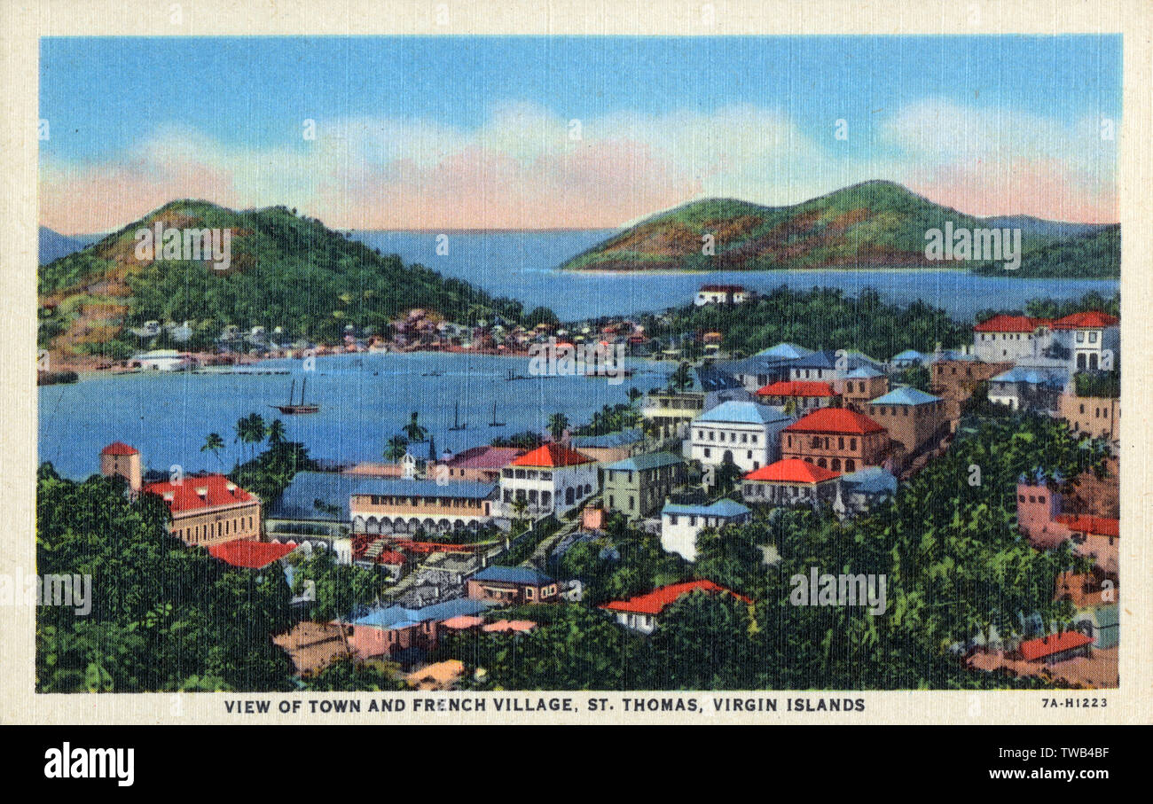 U.S. Virgin Islands - St. Thomas - Town and French Village Stock Photo ...