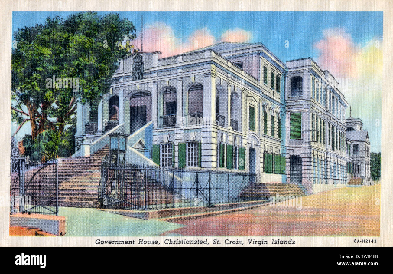 U.S. Virgin Islands - Government House, Christiansted Stock Photo