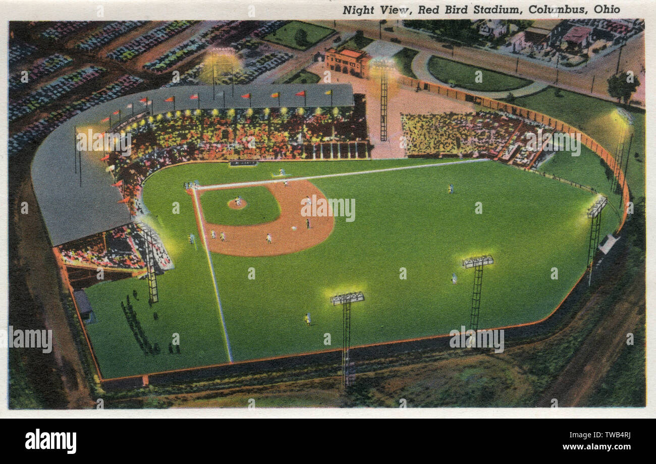 Night view, Red Bird Stadium, Columbus, Ohio, USA Stock Photo