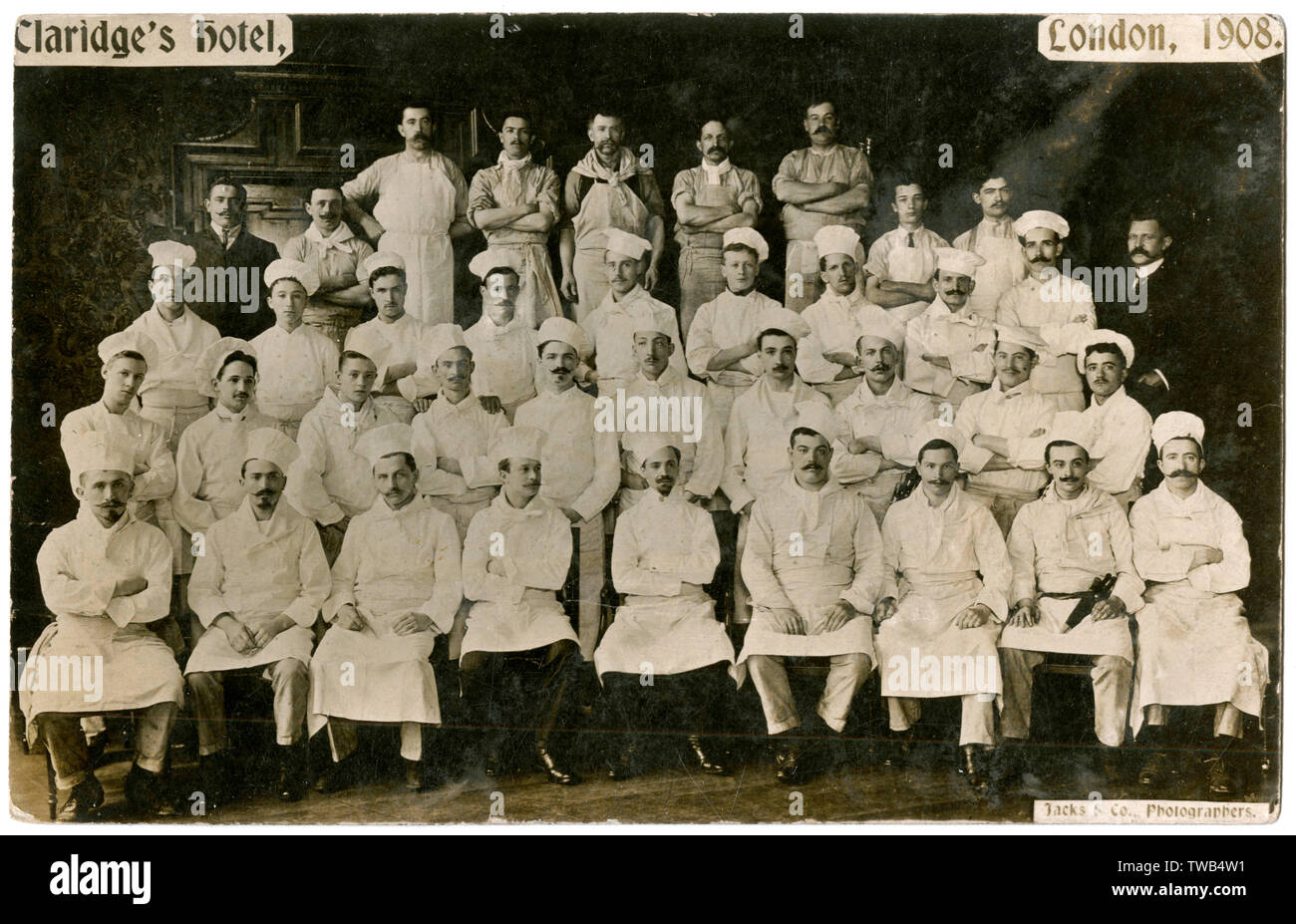 Group photo, Claridges Hotel kitchen staff, London Stock Photo Alamy