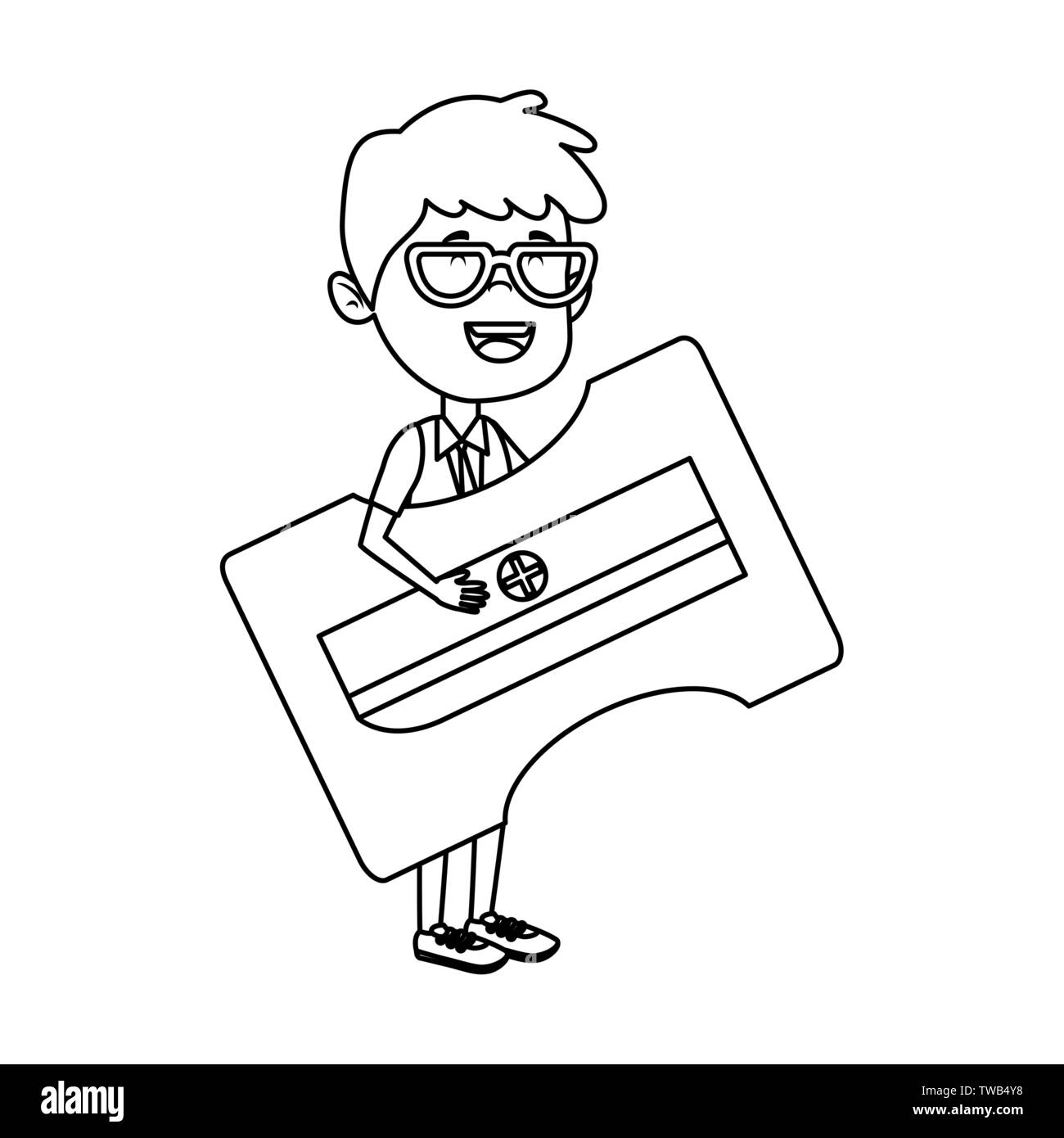 happy student boy with sharpener Stock Vector Image & Art - Alamy