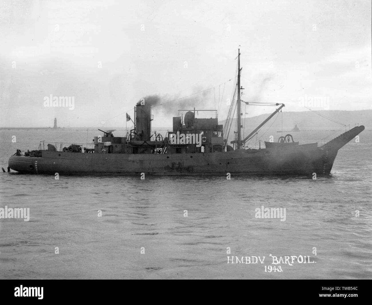 HMS Barfoil, British boom defence vessel, WW2 Stock Photo