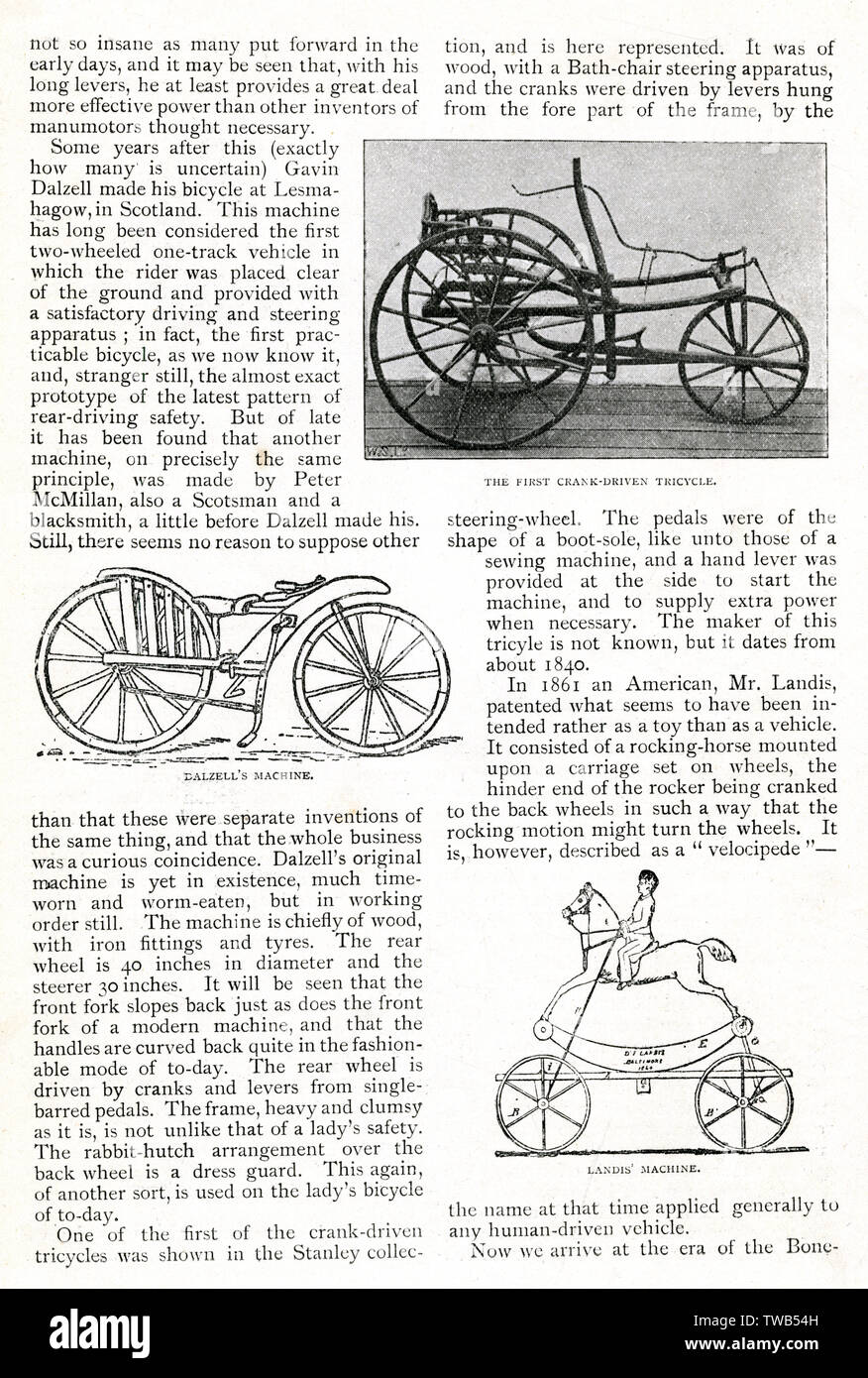 The Evolution of the Cycle -- tricycle and two bicycles Stock Photo - Alamy