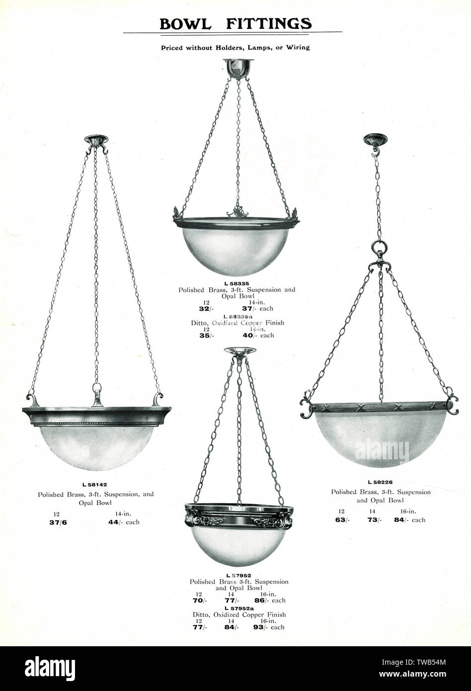 Electric Light Fixtures catalogue, Bowl Fittings. Date 1922 Stock