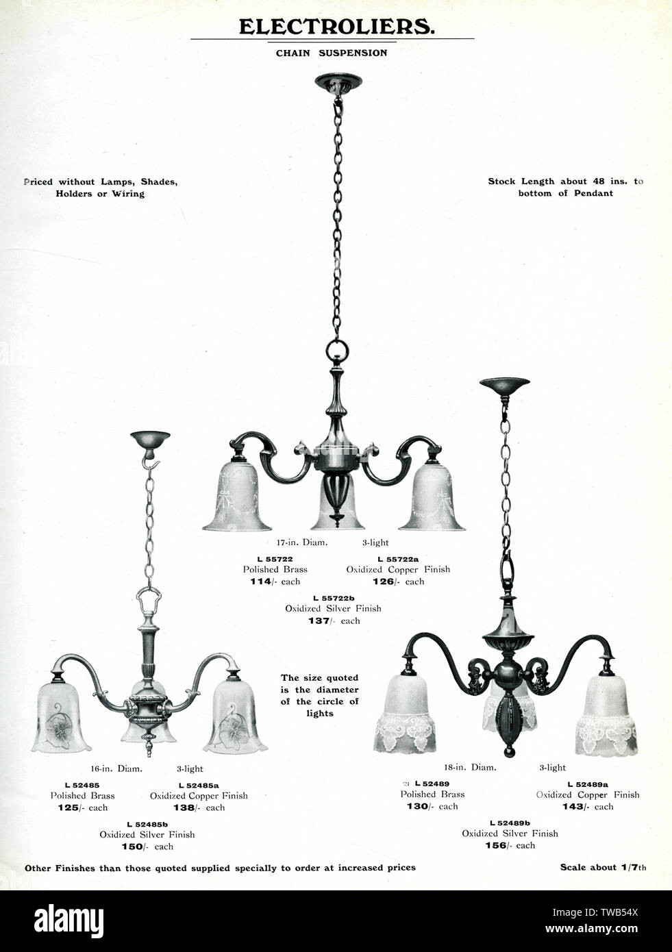 Electric Light Fixtures catalogue, Electroliers Stock Photo Alamy