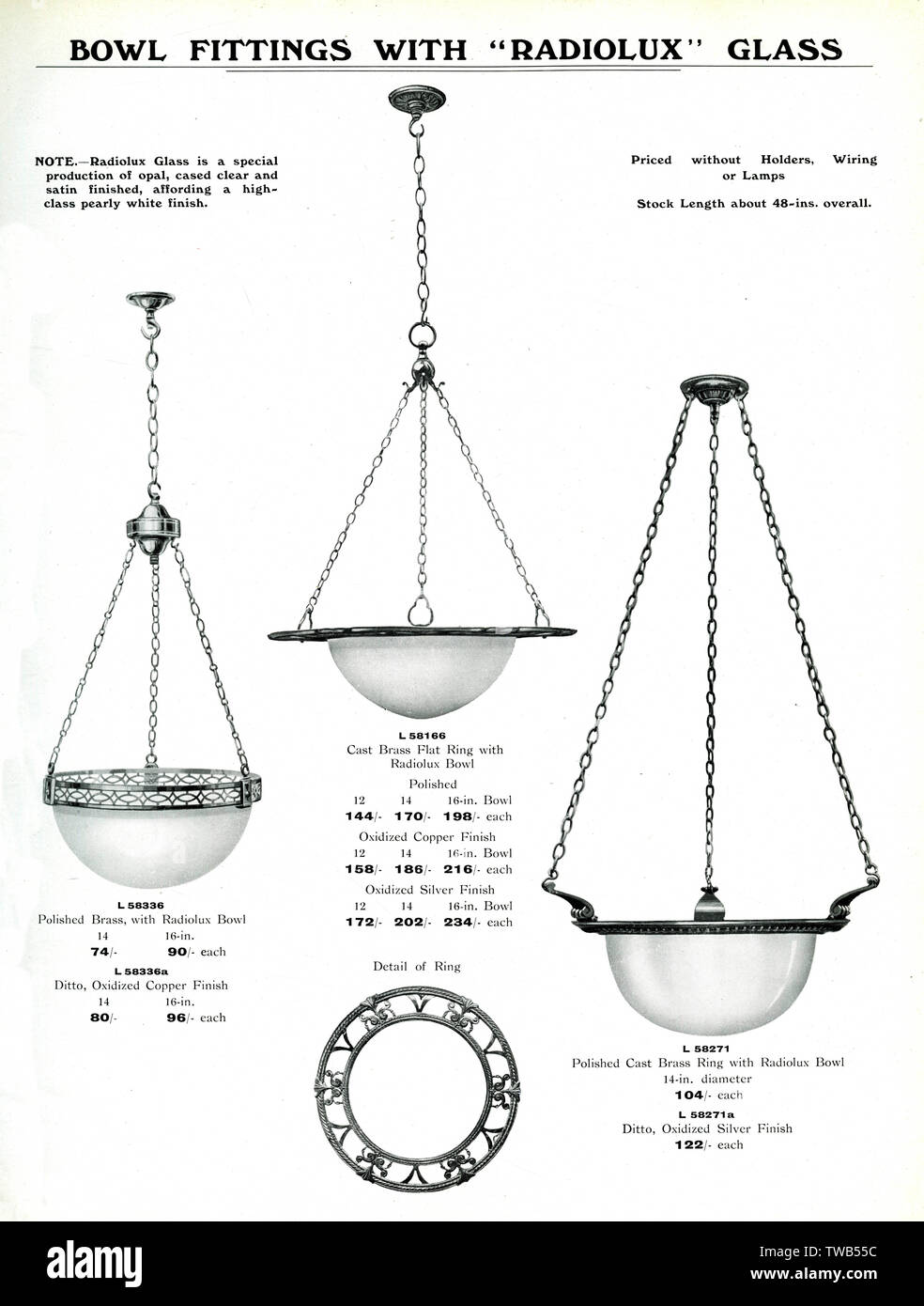 Electric Light Fixtures catalogue, Bowl Fittings with Radiolux glass