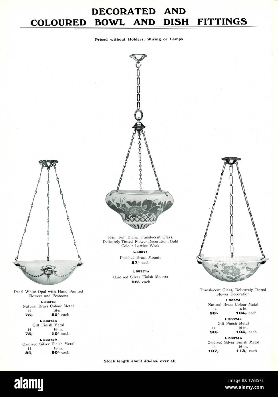 Electric Light Fixtures catalogue, Bowl and Dish Fittings Stock Photo