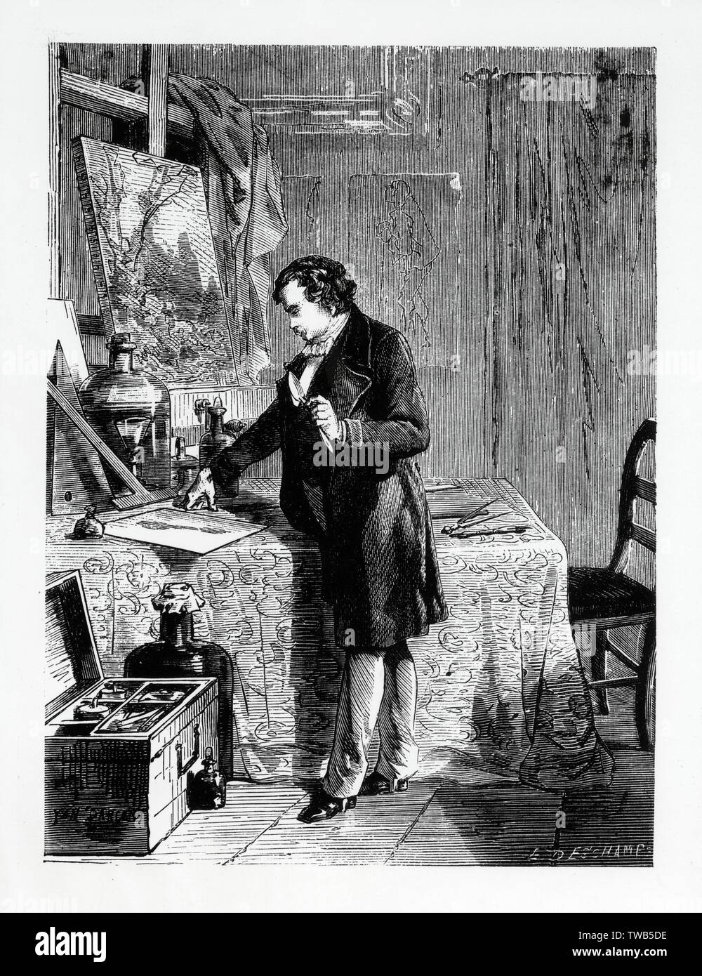 Louis Daguerre discovers use of silver iodide in photography Stock Photo