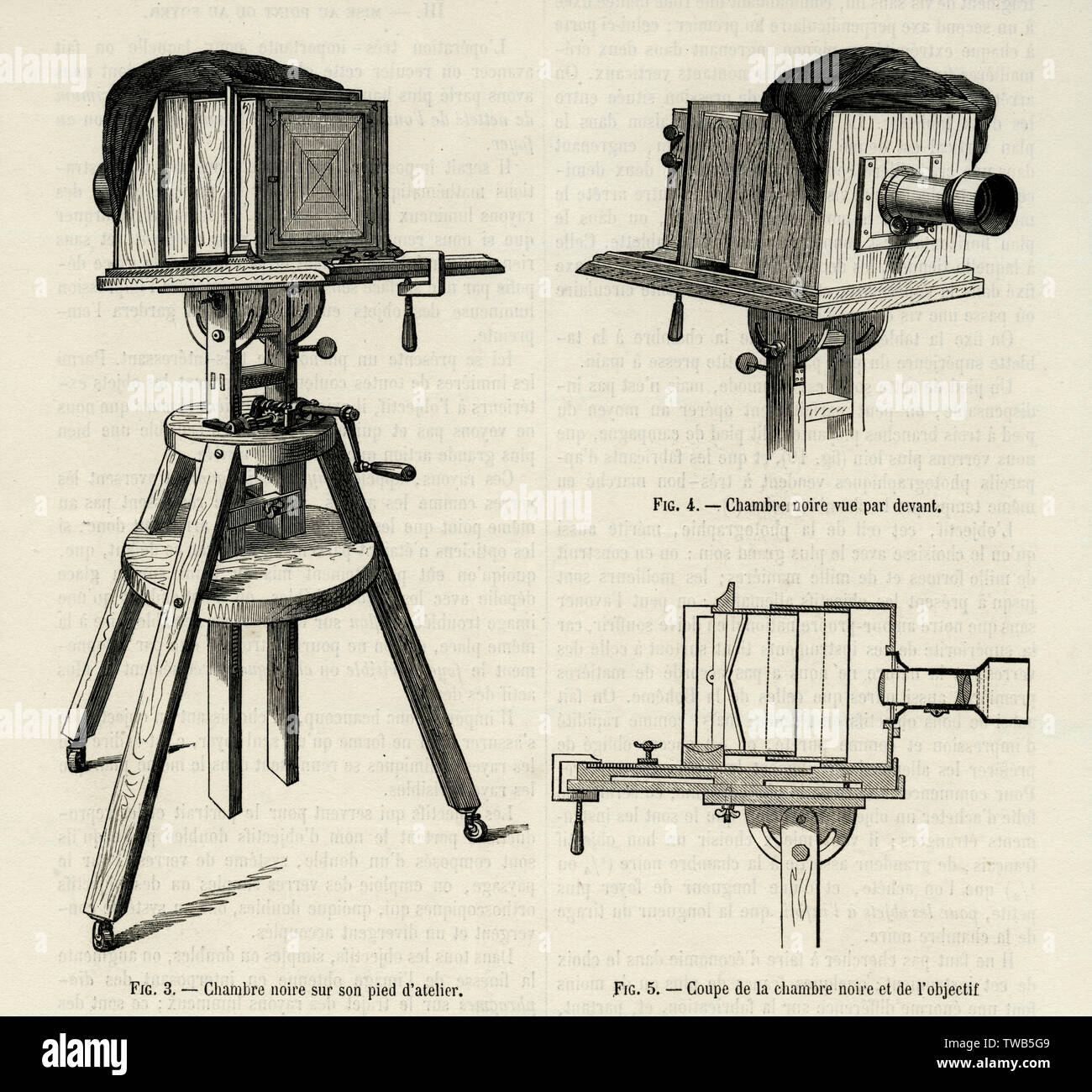 A diagram of a camera from 1863.      Date: 1863 Stock Photo