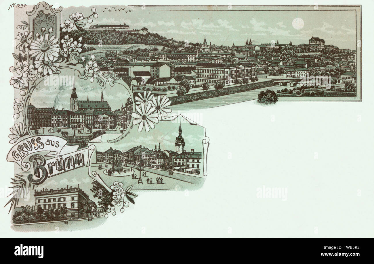 Brno - Czechoslovakia - early picture postcard.     Date: 1899 Stock Photo