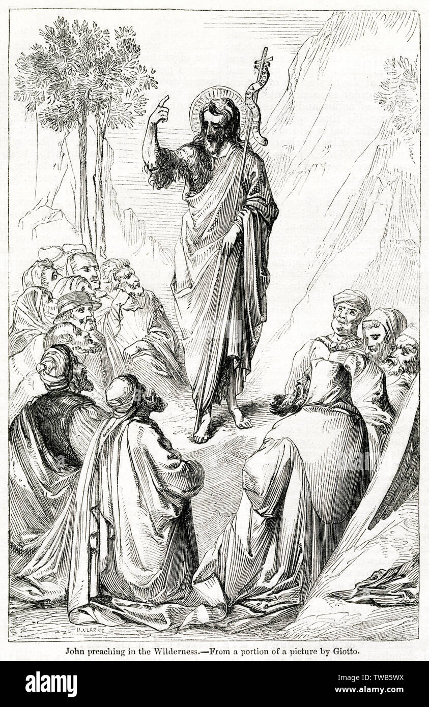 John the Baptist preaching in the wilderness, detail from a painting by