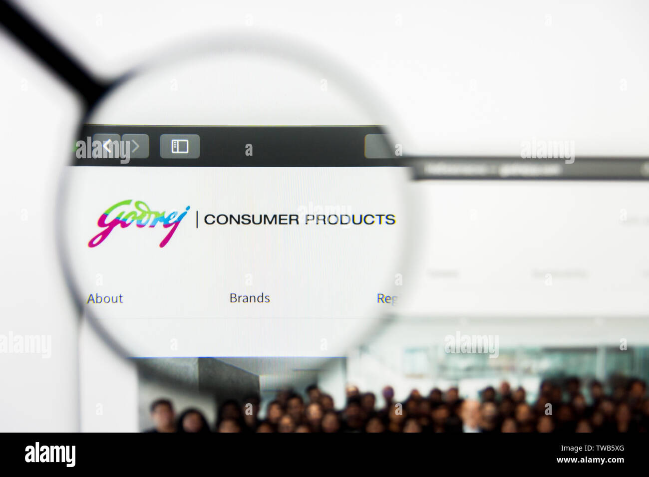 New York, New York State, USA - 18 June 2019: Illustrative Editorial of Godrej Consumer Products website homepage. Godrej Consumer Products logo visib Stock Photo
