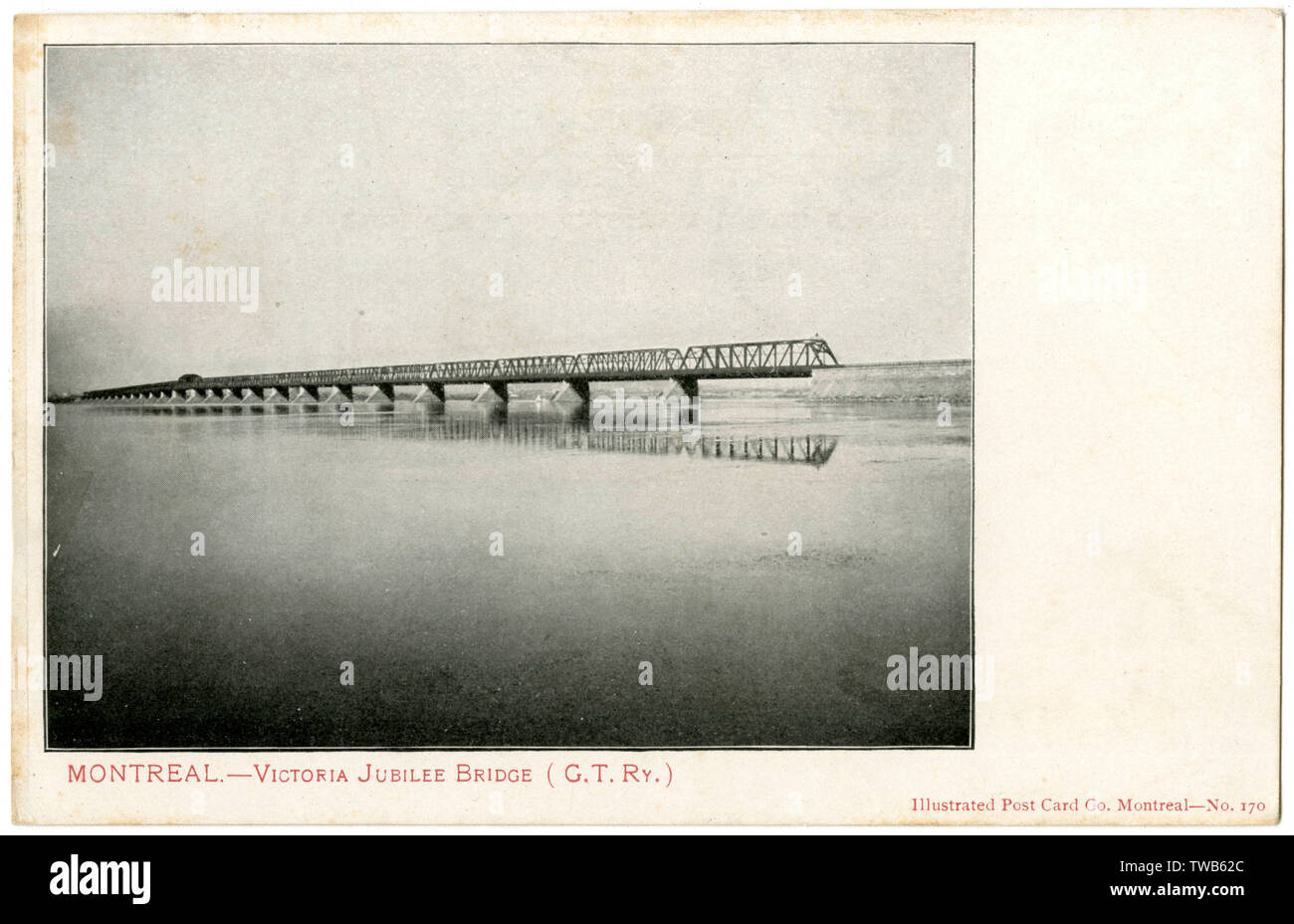 Victoria Jubilee Bridge on the GTR (Grand Trunk Railway), Montreal, Quebec, Canada.      Date: circa 1897 Stock Photo